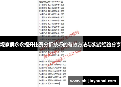 观察侯永永提升比赛分析技巧的有效方法与实战经验分享